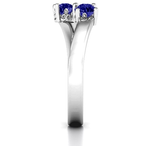 Two Stone Ring With Filigree Settings