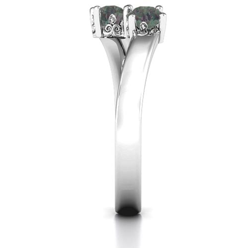 Two Stone Ring With Filigree Settings