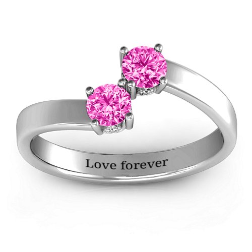 Two Stone Ring With Filigree Settings – Sterling Silver with Pink Tourmaline
