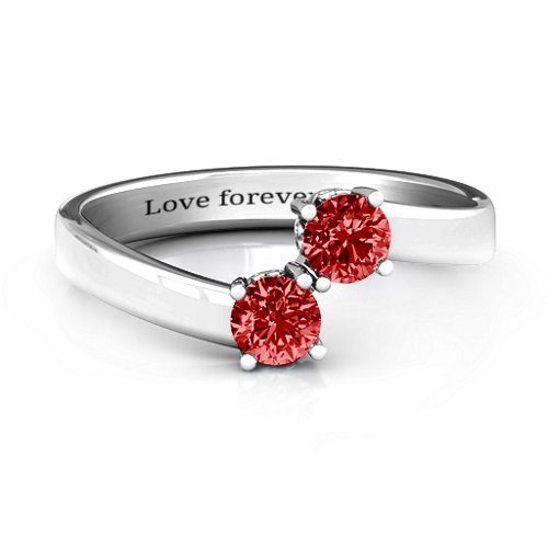 Two Stone Ring With Filigree Settings – Sterling Silver with Garnet