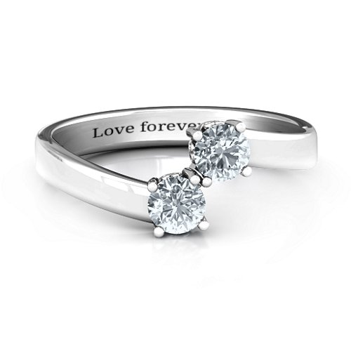 Two Stone Ring With Filigree Settings – Sterling Silver with Diamond