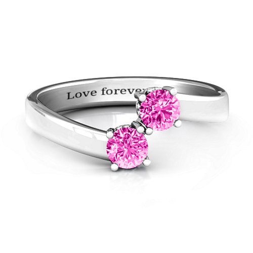 Two Stone Ring With Filigree Settings – Sterling Silver with Pink Tourmaline