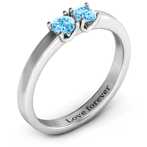 Meet In The Middle Two Stone Ring – Sterling Silver with Blue Topaz