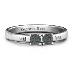 Meet In The Middle Two Stone Ring in 925 Sterling Silver with Alexandrite and Fancy Blue Premium Zirconia