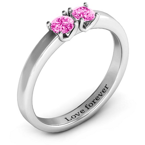Meet In The Middle Two Stone Ring – Sterling Silver with Pink Tourmaline