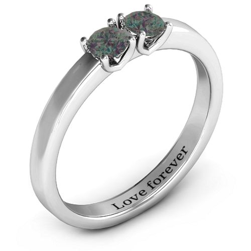 Meet In The Middle Two Stone Ring – Sterling Silver with Alexandrite