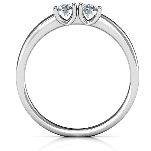 Meet In The Middle Two Stone Ring – Sterling Silver with Diamond