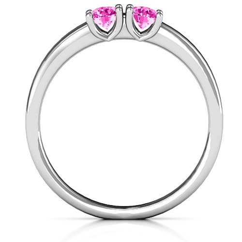 Meet In The Middle Two Stone Ring – Sterling Silver with Pink Tourmaline