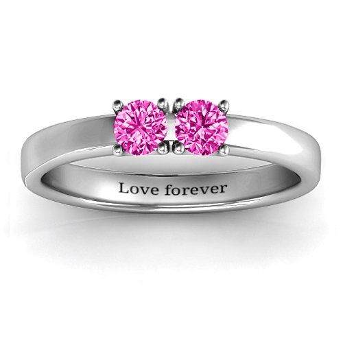 Meet In The Middle Two Stone Ring – Sterling Silver with Pink Tourmaline