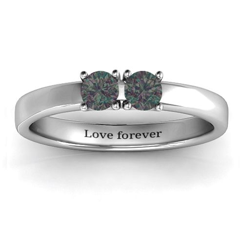 Meet In The Middle Two Stone Ring – Sterling Silver with Alexandrite
