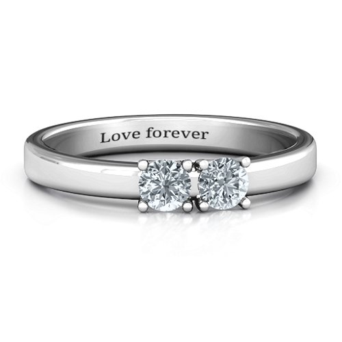 Meet In The Middle Two Stone Ring – Sterling Silver with Diamond