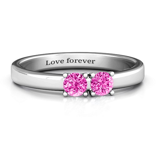 Meet In The Middle Two Stone Ring – Sterling Silver with Pink Tourmaline