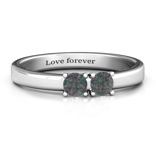 Meet In The Middle Two Stone Ring – Sterling Silver with Alexandrite