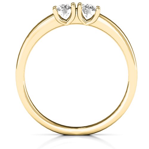 Meet In The Middle Two Stone Ring – 10K Yellow Gold with White Sapphire