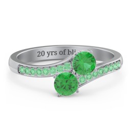 Two Stone Ring With Sparkling Accents And Filigree Settings