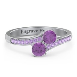 Two Stone Ring With Sparkling Accents And Filigree Settings