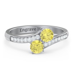 Two Stone Ring With Sparkling Accents And Filigree Settings