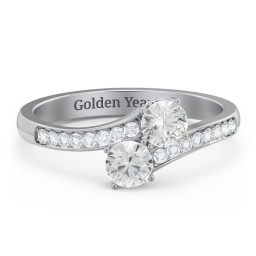 Two Stone Ring With Sparkling Accents And Filigree Settings