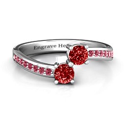 Elegant Accent Two Stone Ring in 925 Sterling Silver