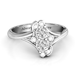 Sense of Style Two Stone Ring in 925 Sterling Silver with White Sapphire and White Premium Zirconia