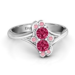Sense of Style Two Stone Ring in 925 Sterling Silver with Ruby and Red Premium Zirconia