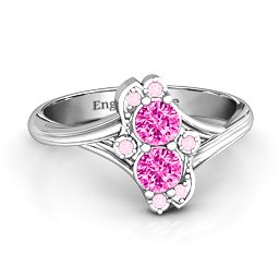 Sense of Style Two Stone Ring in 925 Sterling Silver with Pink Tourmaline and Fancy Pink Premium Zirconia