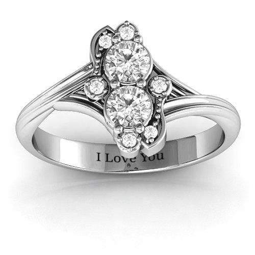Sense of Style Two Stone Ring – Sterling Silver with White Sapphire and White Premium Zirconia