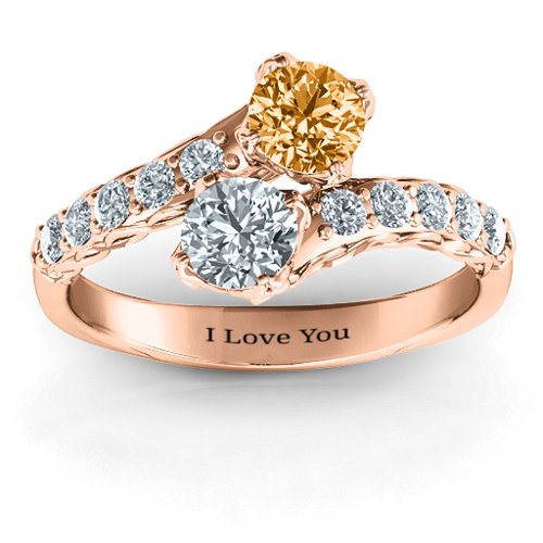 Intricate Infinity Two Stone Ring – 10K Rose Gold with Citrine and Cubic Zirconia
