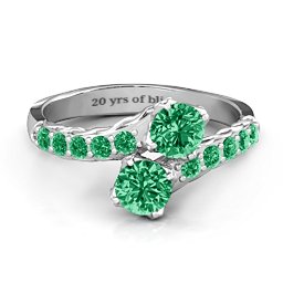 Intricate Infinity Two Stone Ring in 925 Sterling Silver with Emerald
