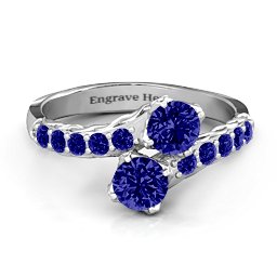 Intricate Infinity Two Stone Ring in 925 Sterling Silver with Blue Sapphire
