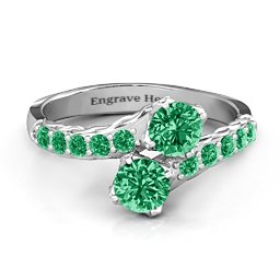 Intricate Infinity Two Stone Ring in 925 Sterling Silver with Emerald