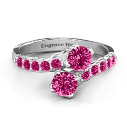 Intricate Infinity Two Stone Ring in 925 Sterling Silver with Ruby
