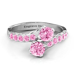 Intricate Infinity Two Stone Ring in 925 Sterling Silver with Pink Tourmaline