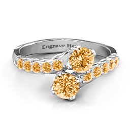 Intricate Infinity Two Stone Ring in 925 Sterling Silver with Citrine