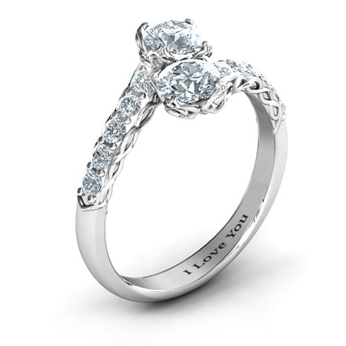 Intricate Infinity Two Stone Ring – Sterling Silver with Cubic Zirconia