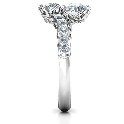 Intricate Infinity Two Stone Ring – Sterling Silver with Cubic Zirconia