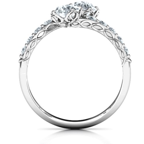 Intricate Infinity Two Stone Ring – Sterling Silver with Cubic Zirconia