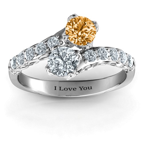 Intricate Infinity Two Stone Ring – Sterling Silver with Citrine and Cubic Zirconia