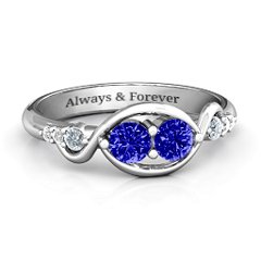 Classic Curves Two-Stone Ring – Sterling Silver with Blue Sapphire, Cubic Zirconia, and White Premium Zirconia