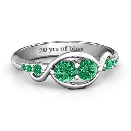 Classic Curves Two-Stone Ring in 925 Sterling Silver with Emerald and Green Premium Zirconia