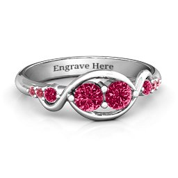 Classic Curves Two-Stone Ring in 925 Sterling Silver with Ruby and Red Premium Zirconia