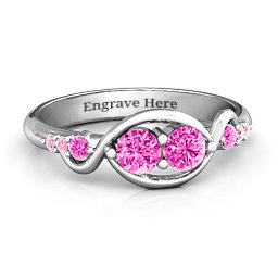 Classic Curves Two-Stone Ring in 925 Sterling Silver with Pink Tourmaline and Fancy Pink Premium Zirconia