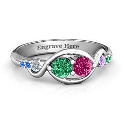 Classic Curves Two-Stone Ring in 925 Sterling Silver with Emerald, Ruby, Cubic Zirconia, Amethyst, Fancy Blue Premium Zirconia, and Green Premium Zirconia