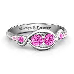 Classic Curves Two-Stone Ring in 925 Sterling Silver with Pink Tourmaline and Fancy Pink Premium Zirconia
