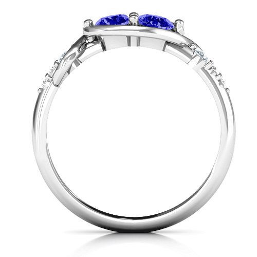Classic Curves Two-Stone Ring – Sterling Silver with Blue Sapphire, Cubic Zirconia, and White Premium Zirconia