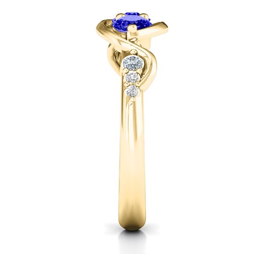 Classic Curves Two-Stone Ring – 10K Yellow Gold with Blue Sapphire, Cubic Zirconia, and White Premium Zirconia
