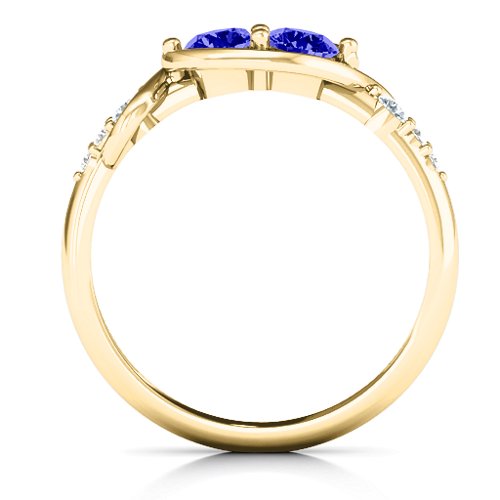 Classic Curves Two-Stone Ring – 10K Yellow Gold with Blue Sapphire, Cubic Zirconia, and White Premium Zirconia