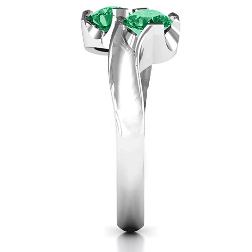 Two Stone Sparkle Ring – Sterling Silver with Emerald