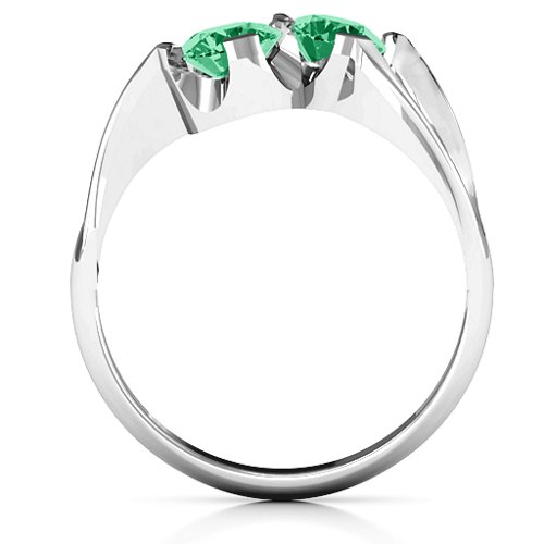 Two Stone Sparkle Ring – Sterling Silver with Emerald