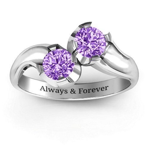 Two Stone Sparkle Ring – Sterling Silver with Amethyst